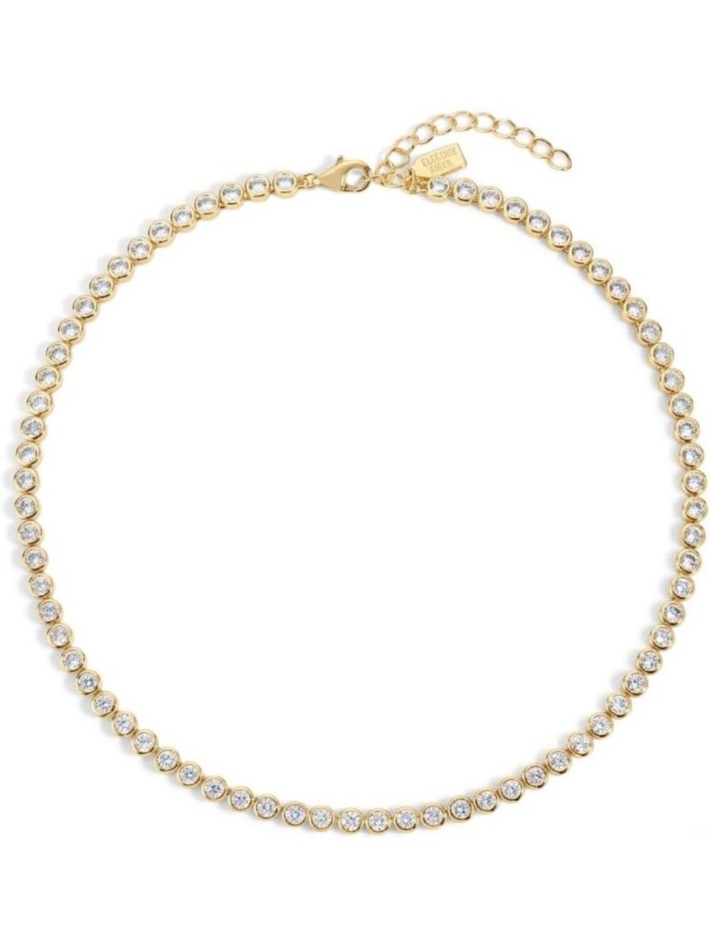 Dainty Gold Plated Bezel Tennis Necklace for Women, Elegant Layering Jewelry